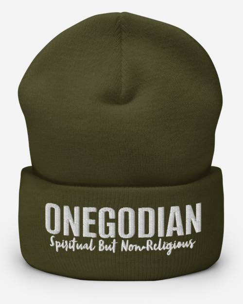 Onegodian Spiritual but Non-Religious – Cuffed Beanie – White