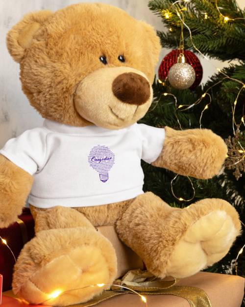 Teddy bear with The Onegodian Idea – T-Shirt – Purple Lightbulb