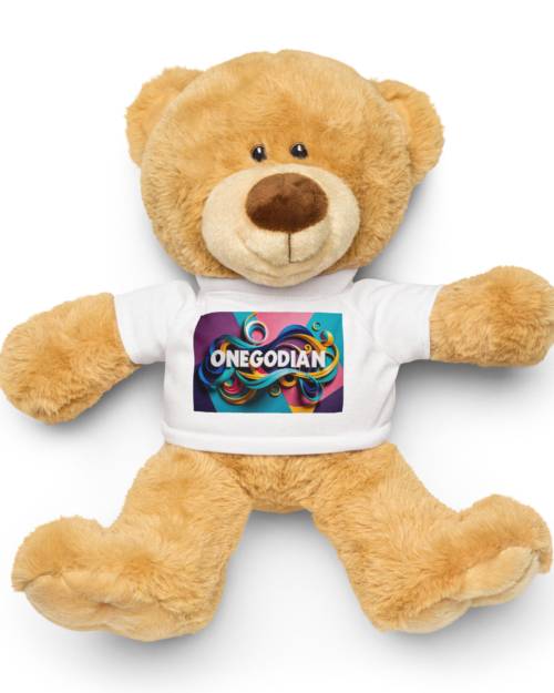 Teddy bear with a The Word Onegodian Art: Design 01 – t-shirt