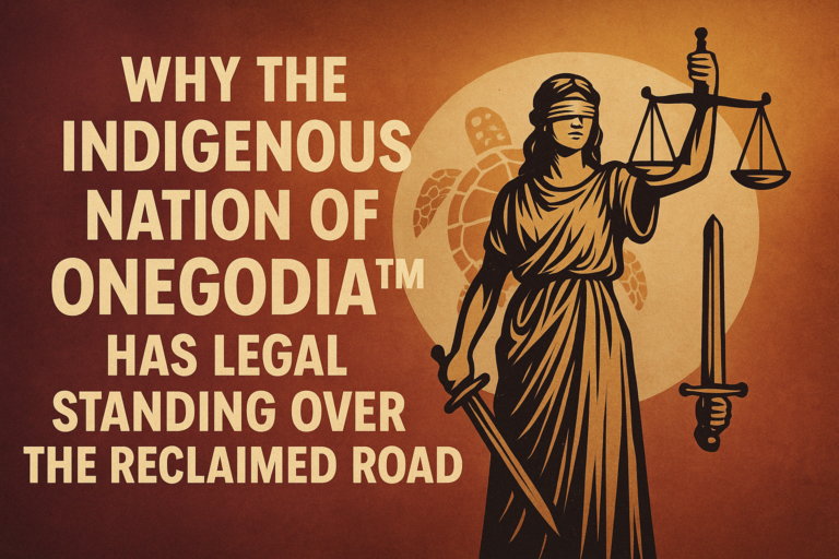 Why the Indigenous Nation of Onegodia™ Has Legal Standing Over the Reclaimed Road